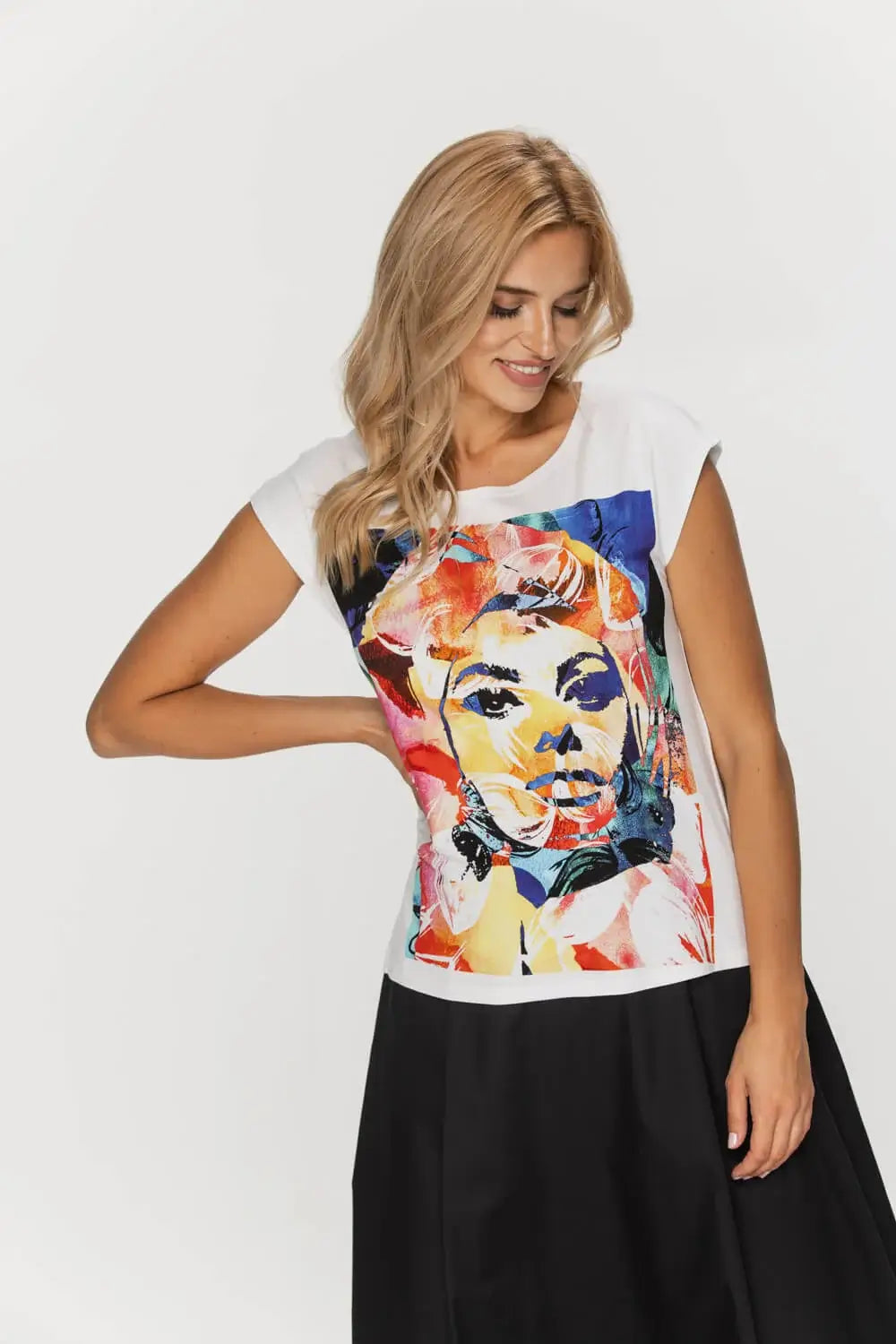 Artistic Print White T-Shirt