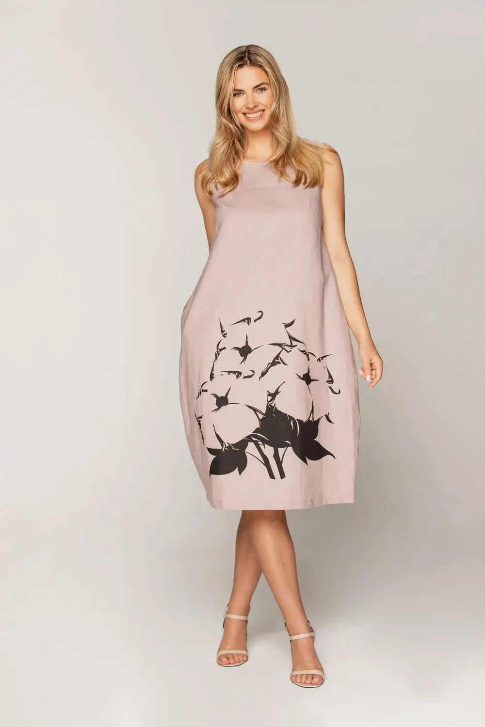 Balloon-Shaped Linen Sleeveless Dress