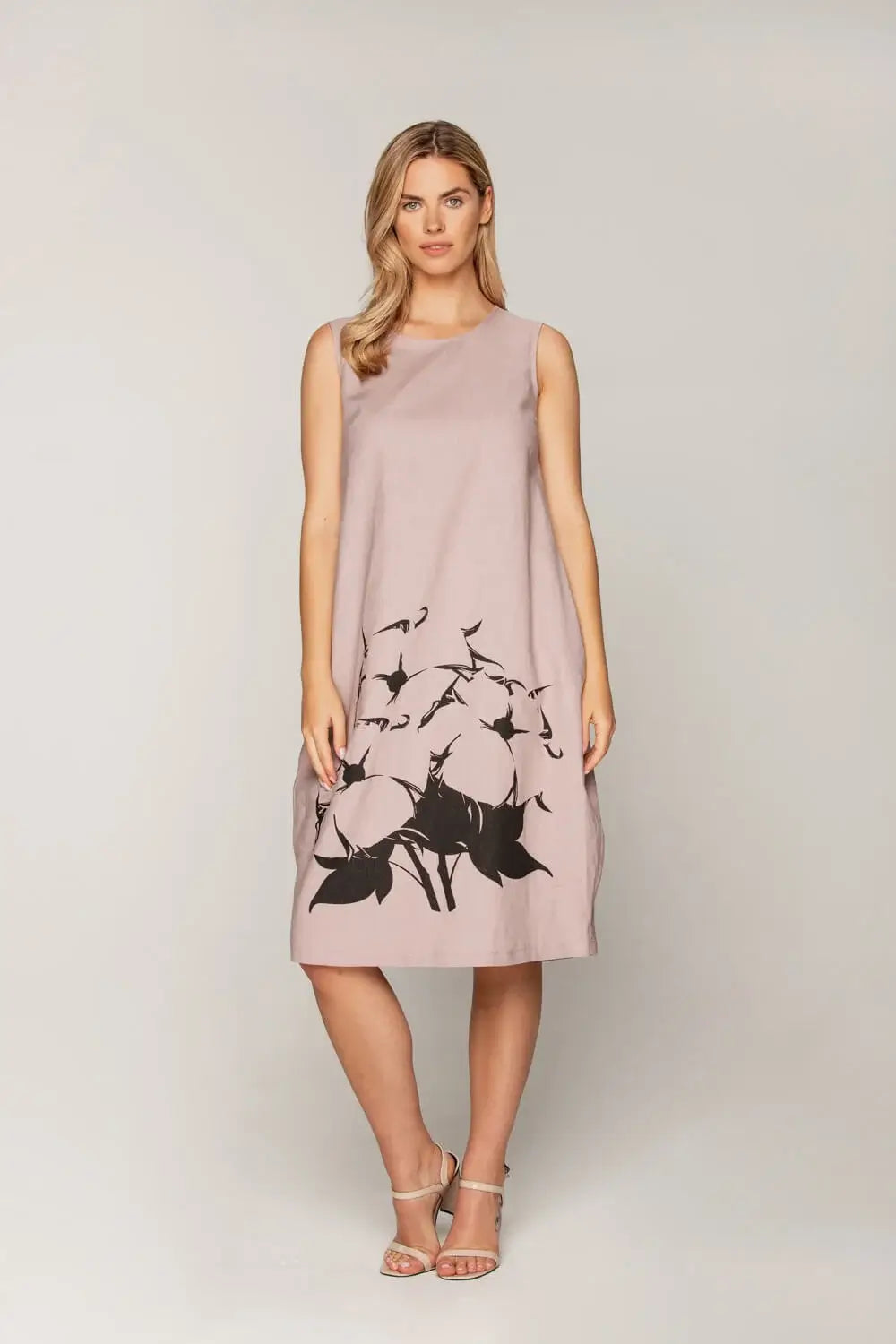 Balloon-Shaped Linen Sleeveless Dress