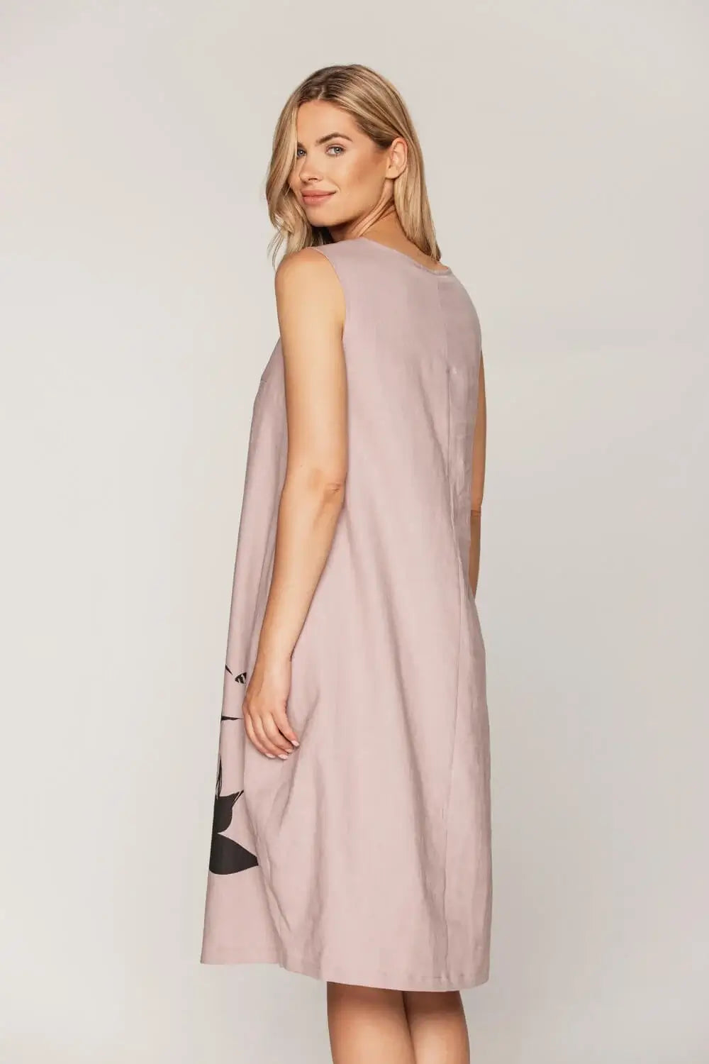 Balloon-Shaped Linen Sleeveless Dress