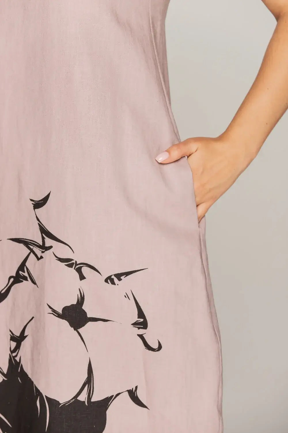 Balloon-Shaped Linen Sleeveless Dress