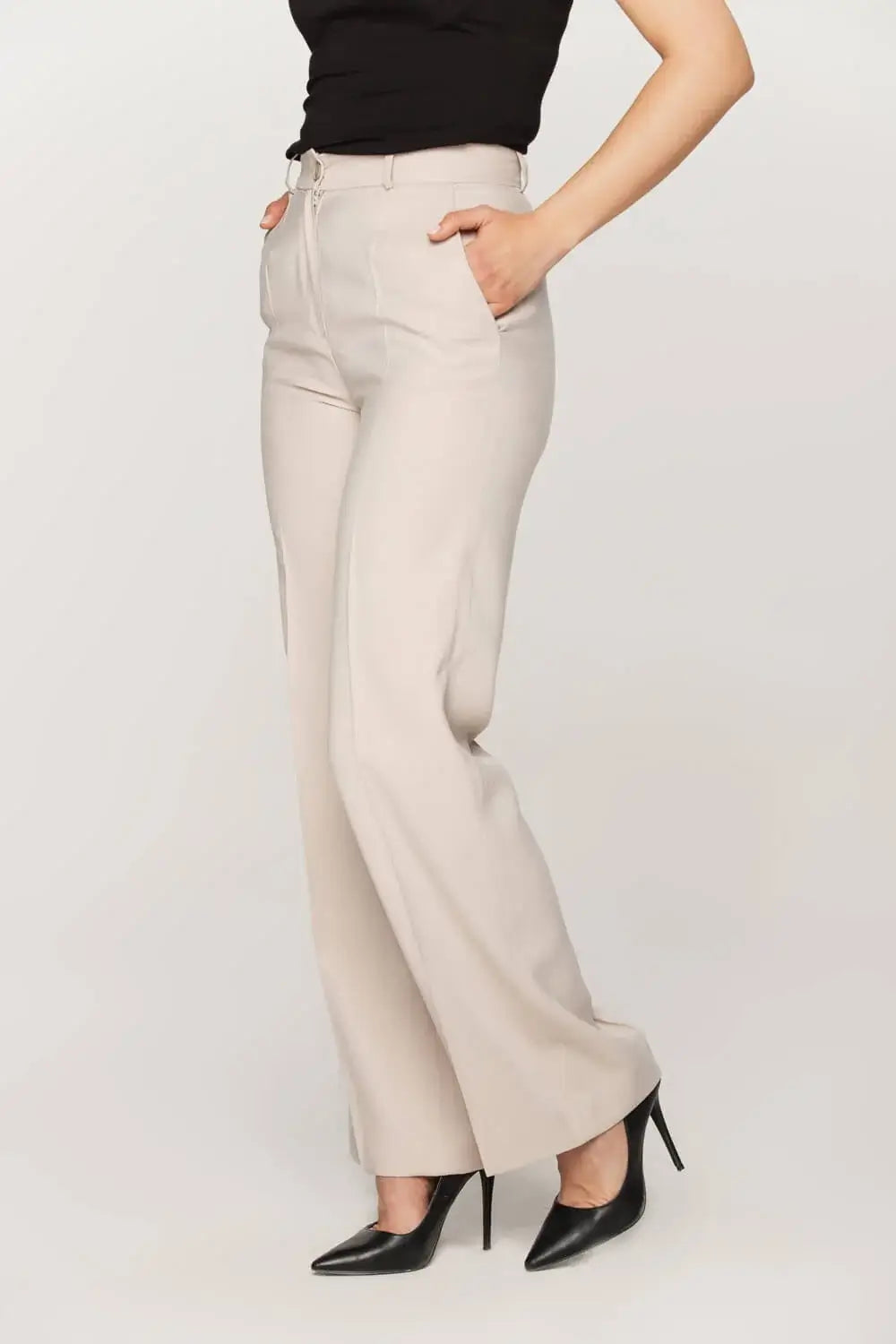 Beige Wide-Leg Pant