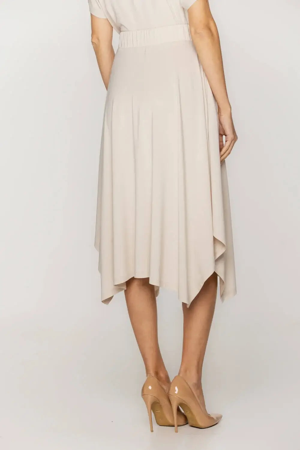 Beige Asymmetrical Knit Skirt