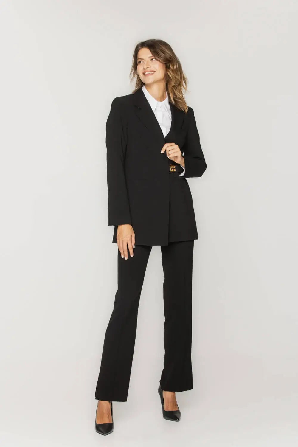 Black Blazer with Decorative Closure