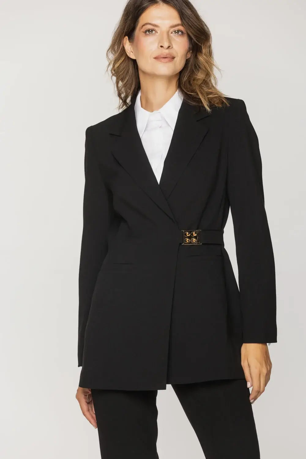 Black Blazer with Decorative Closure