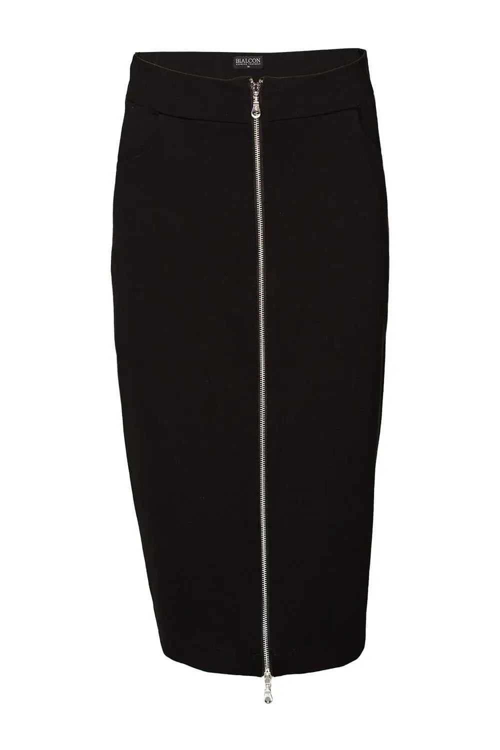 Black Knit Pencil Skirt with Two-Way Zipper