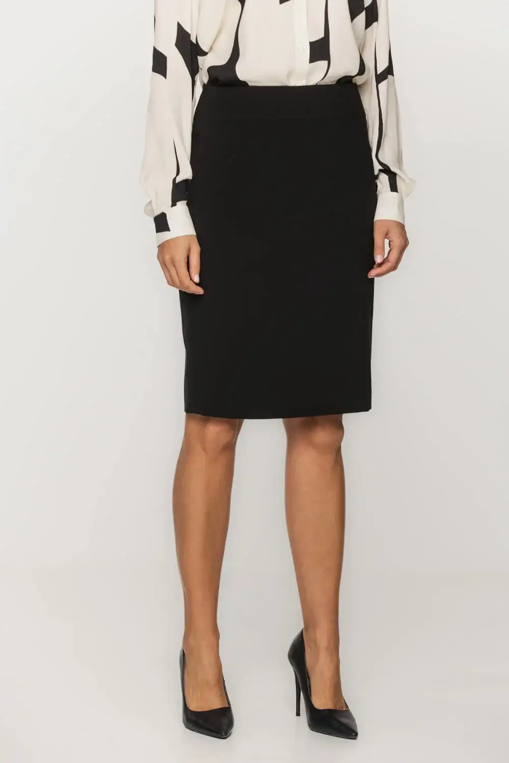 Black Pencil Skirt with Yoke