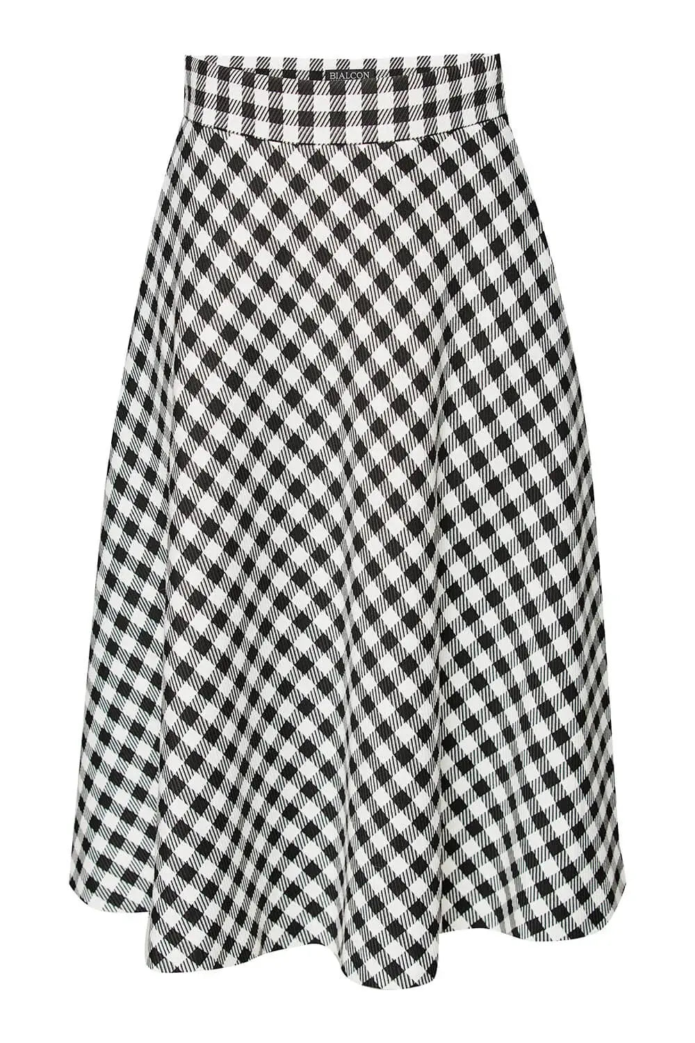 Black Vichy Check Flared Skirt