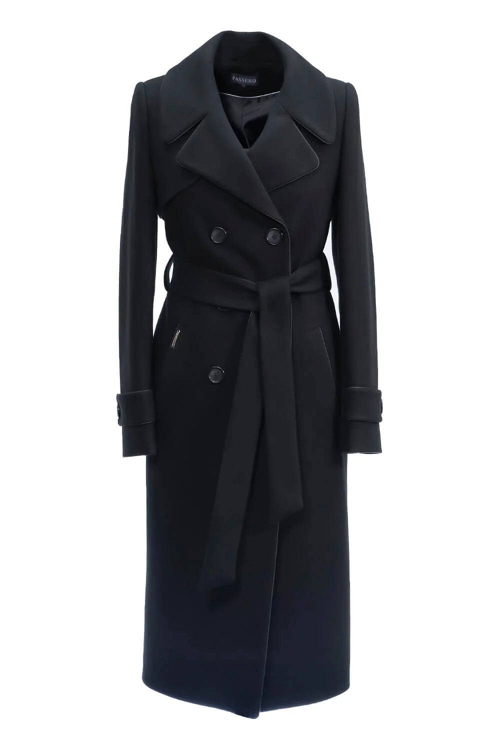 Elegant Black Winter Coat with Belt Timeless Style Essential Winter