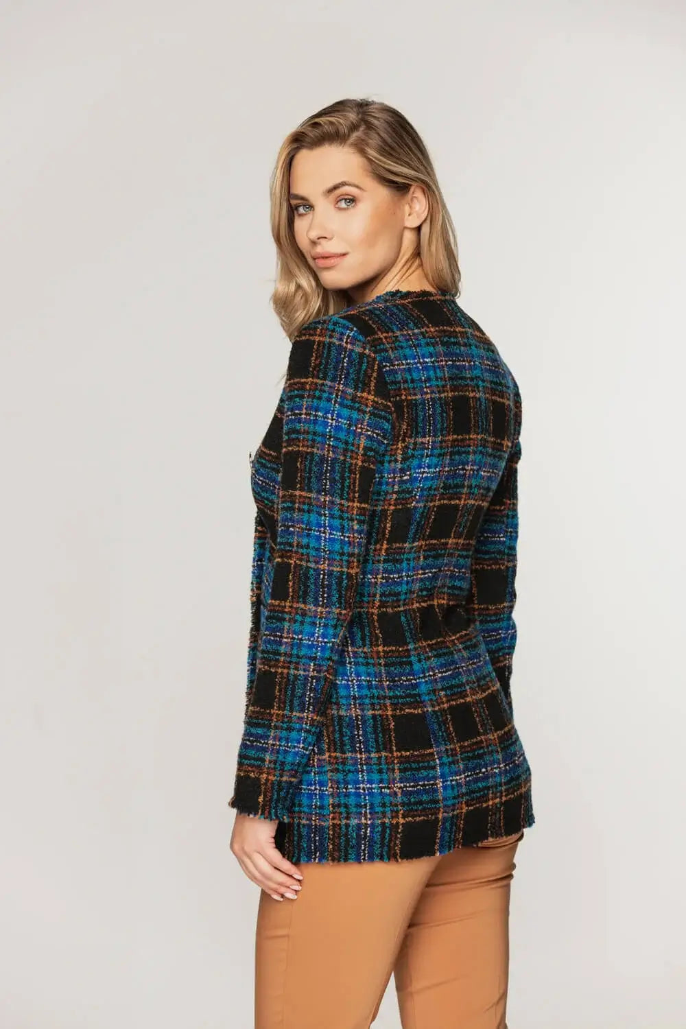 Checkered Boucle Blazer