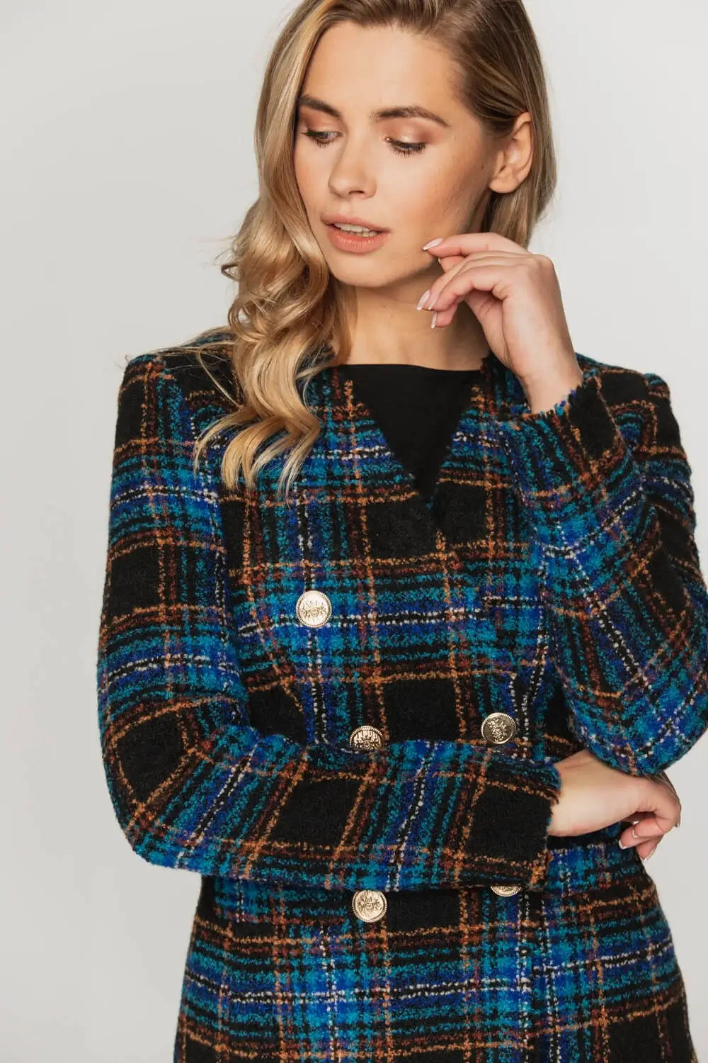 Checkered Boucle Blazer