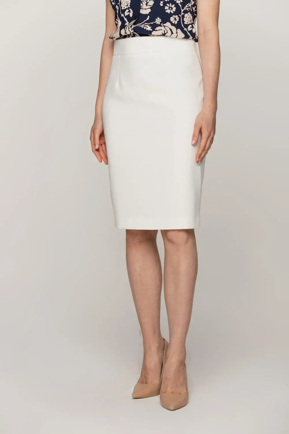 Cream Pencil Skirt