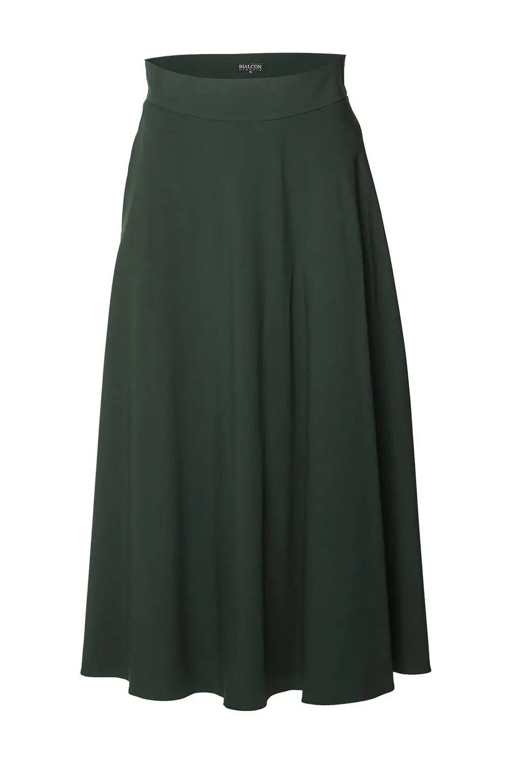 Dark Green Flared Midi Skirt