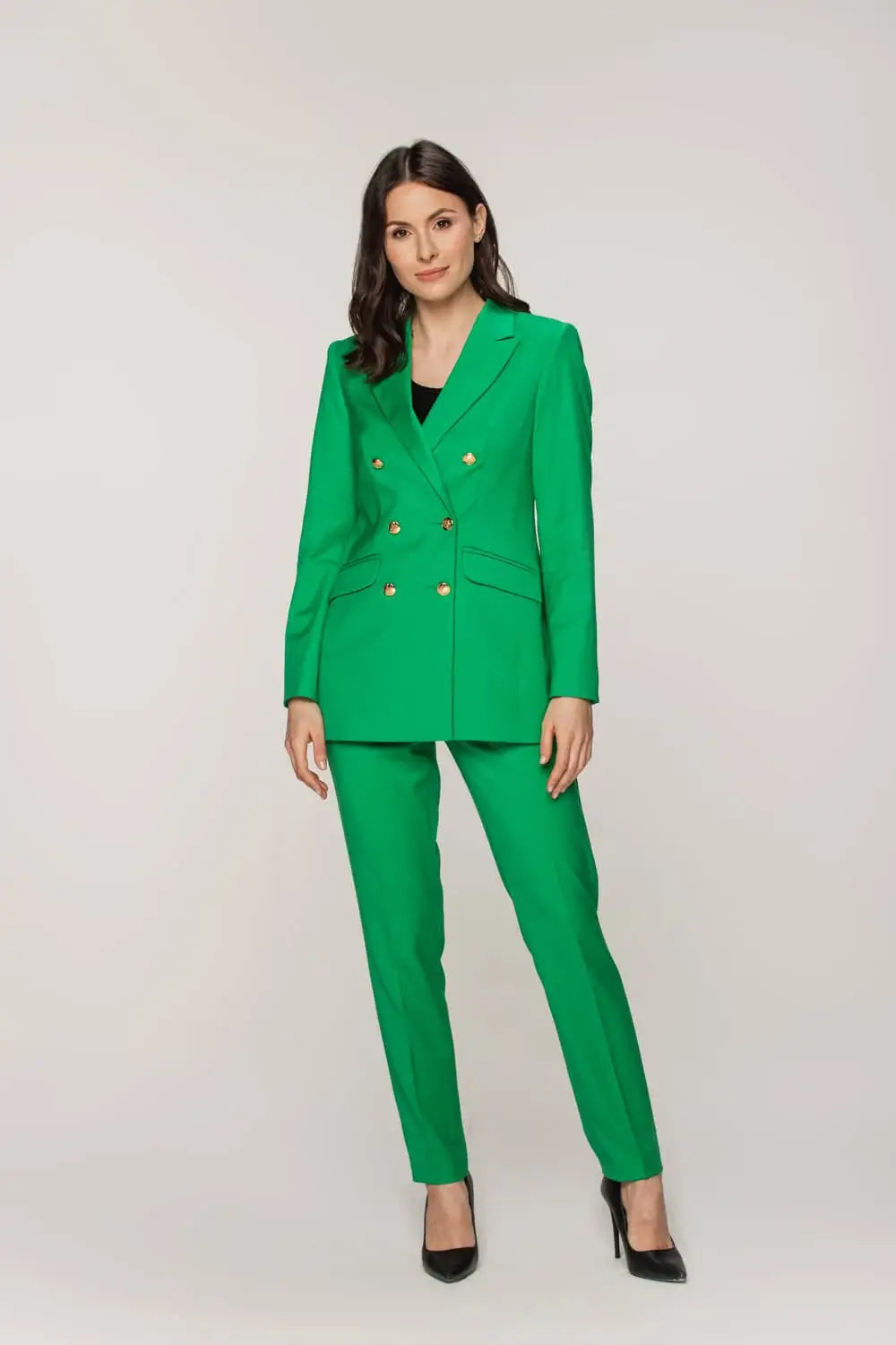 Double-Breasted Green Blazer