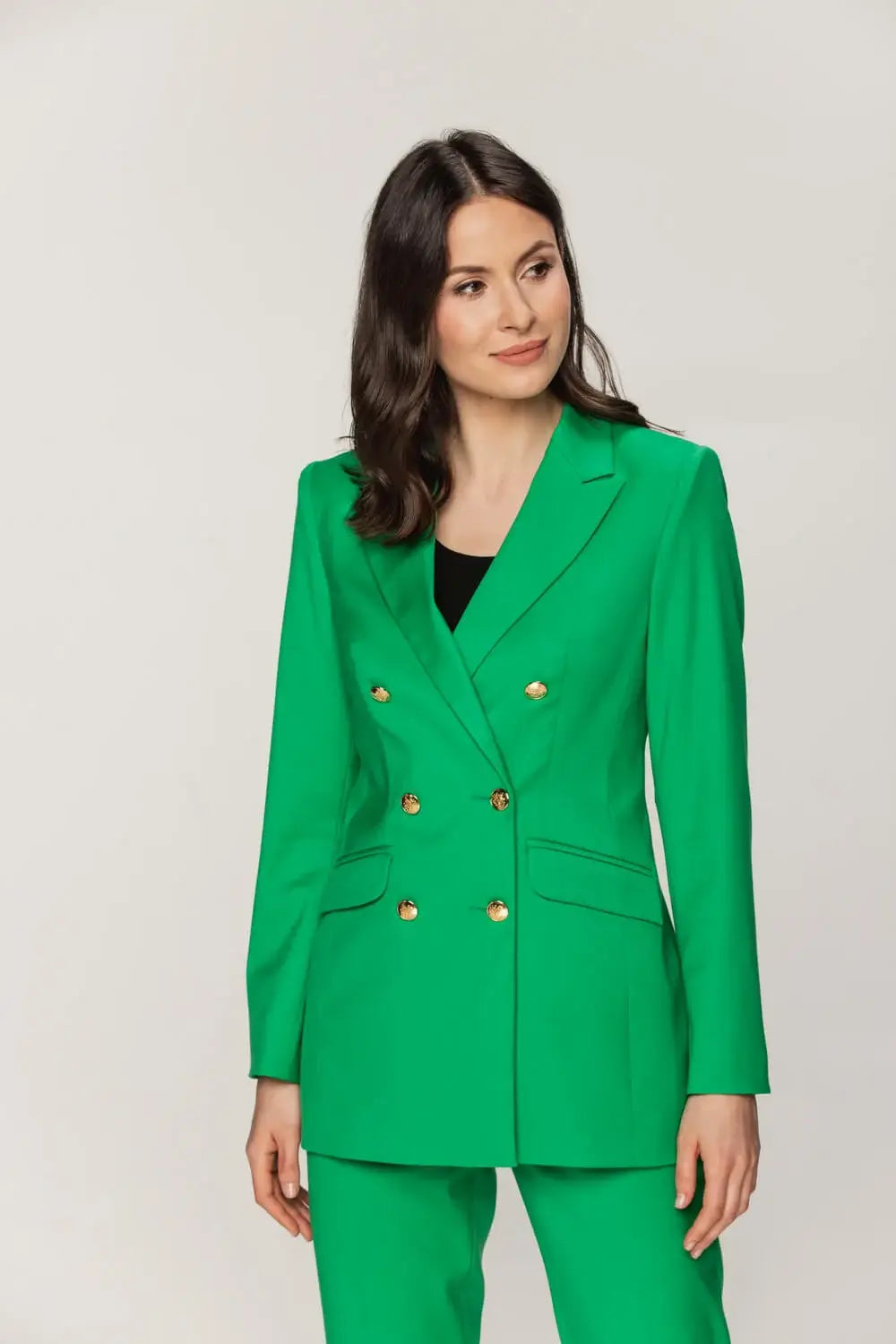 Double-Breasted Green Blazer