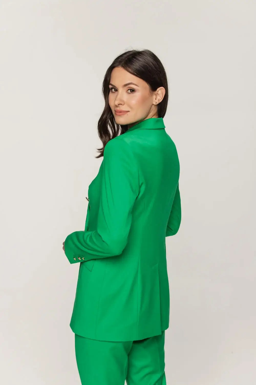 Double-Breasted Green Blazer