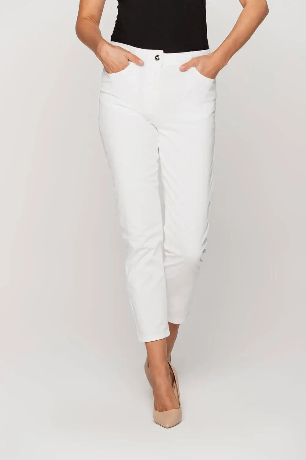 Ecru Cotton Tapered Pant