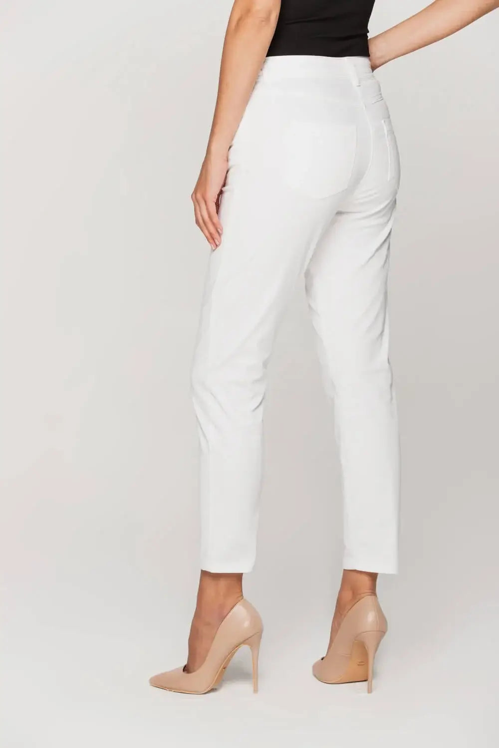 Ecru Cotton Tapered Pant