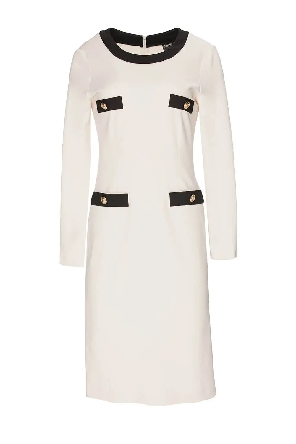 Ecru Dress with Contrast Trims