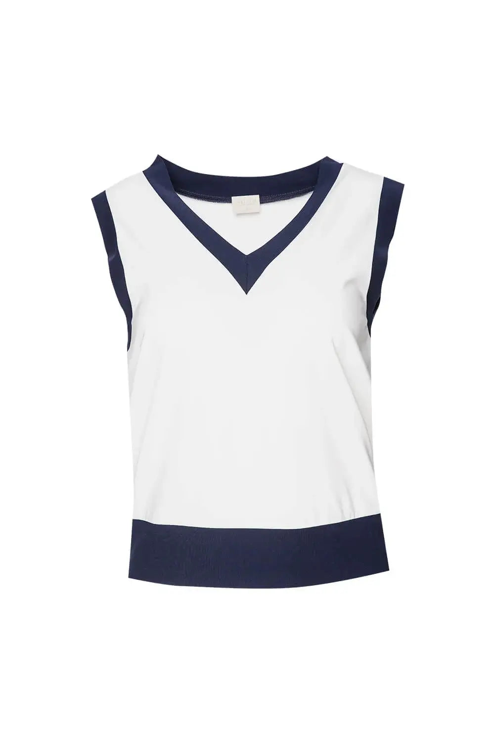 Ecru Vest with Navy Trim