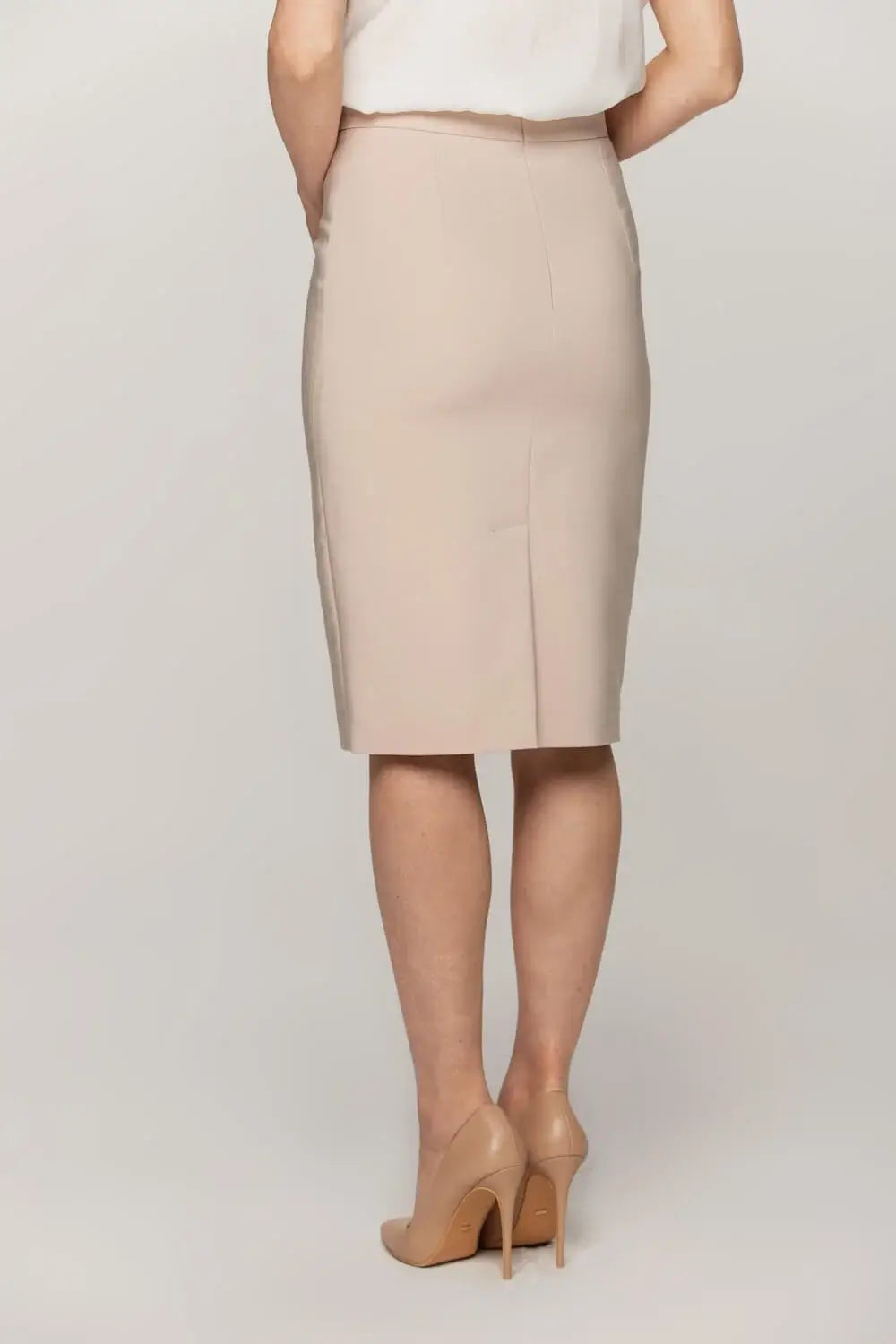 Fitted Beige Pencil Skirt