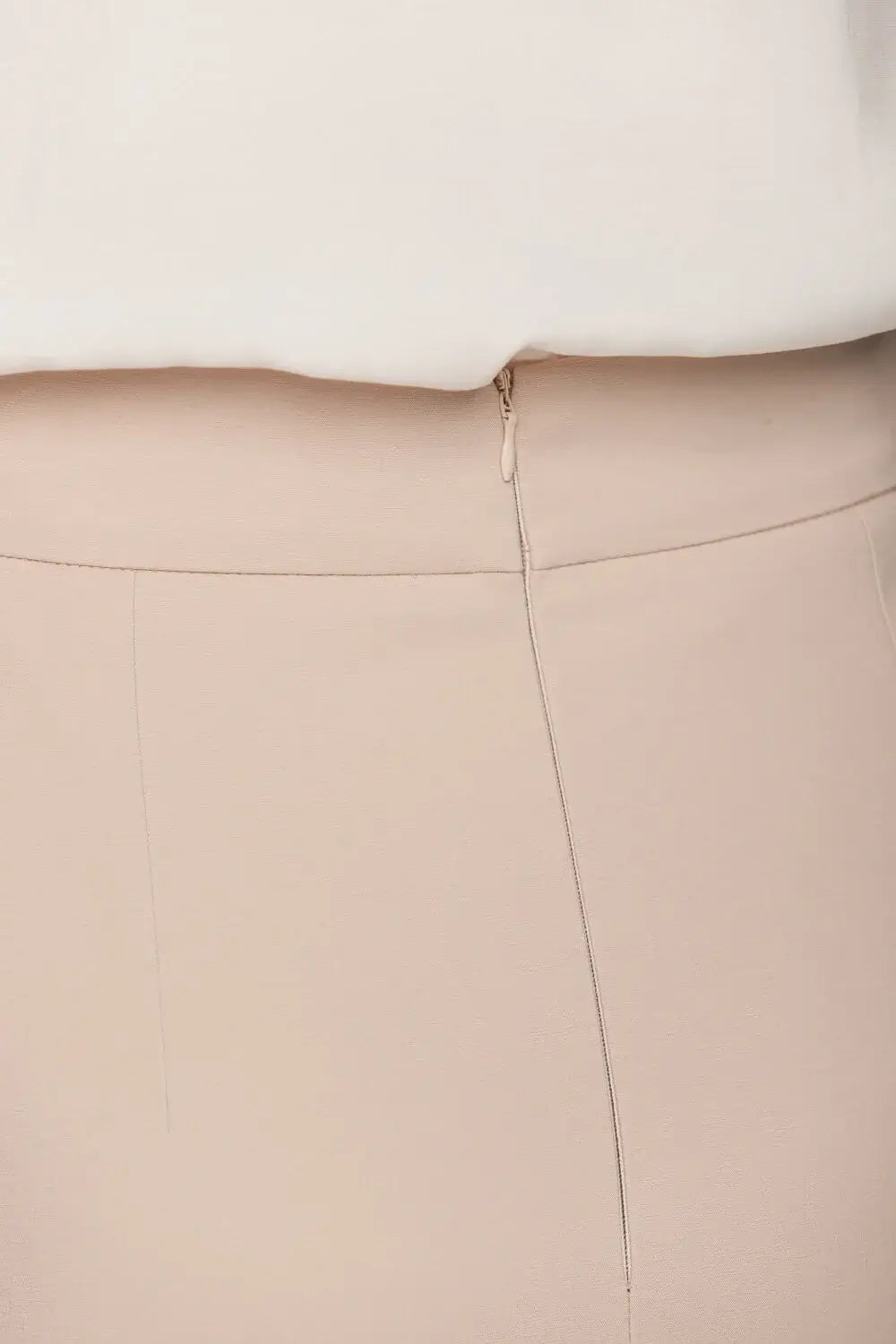 Fitted Beige Pencil Skirt