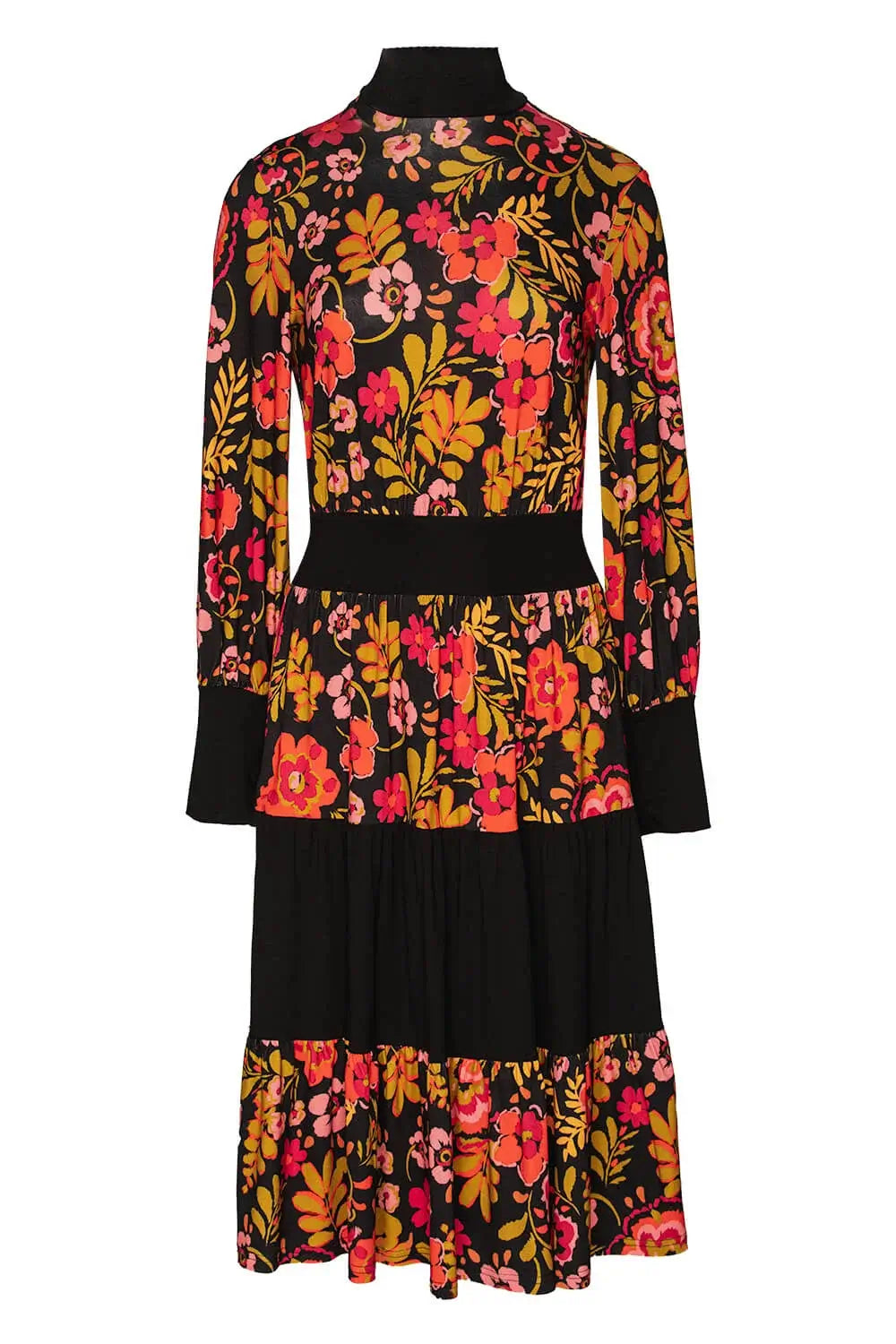 Floral Knit Dress with Ruffles