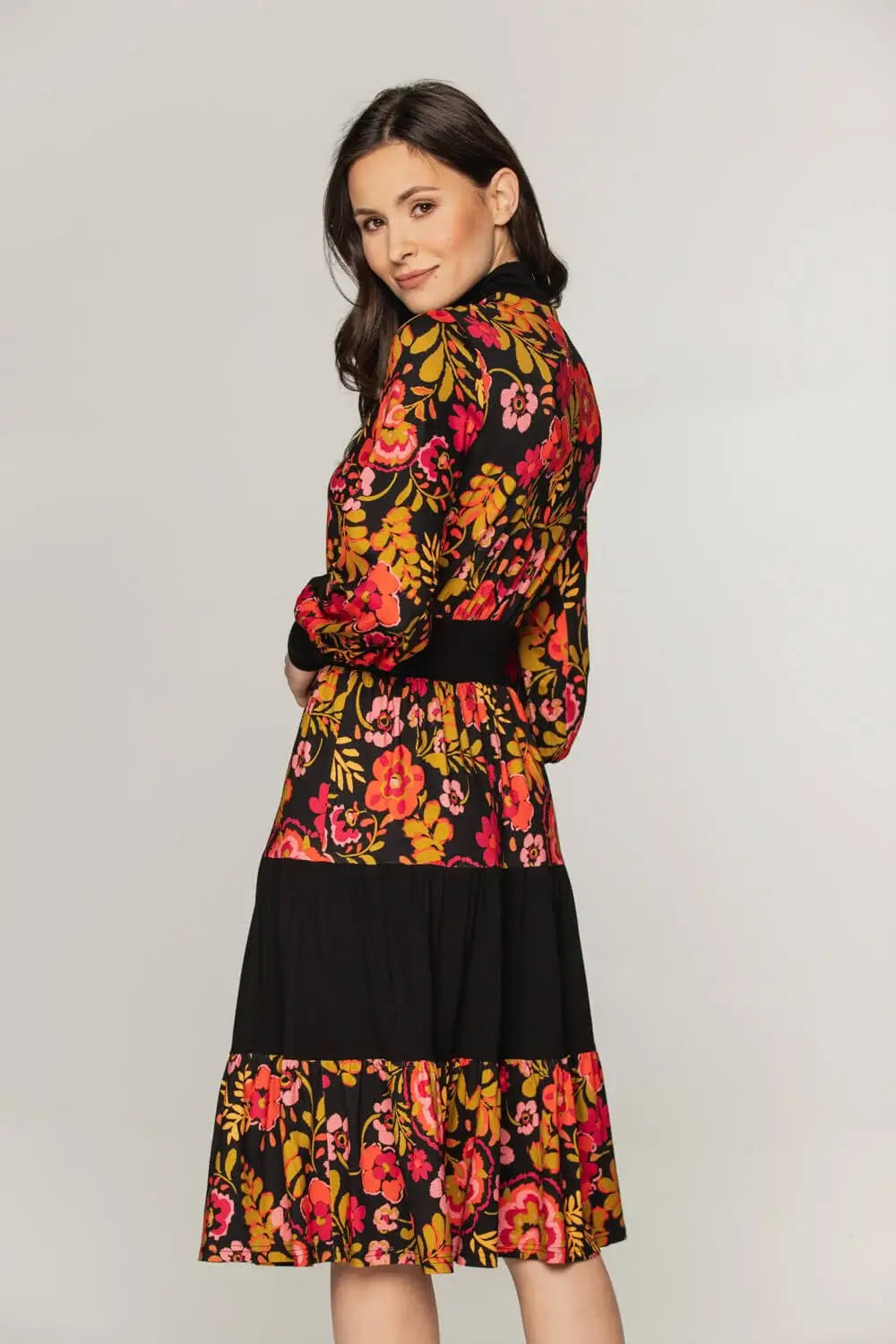 Floral Knit Dress with Ruffles