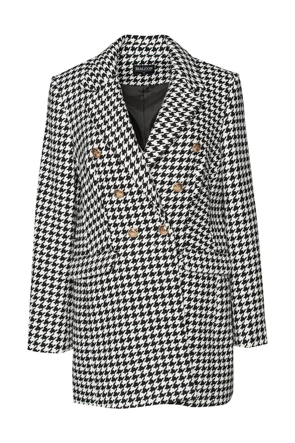 Houndstooth Double-Breasted Blazer