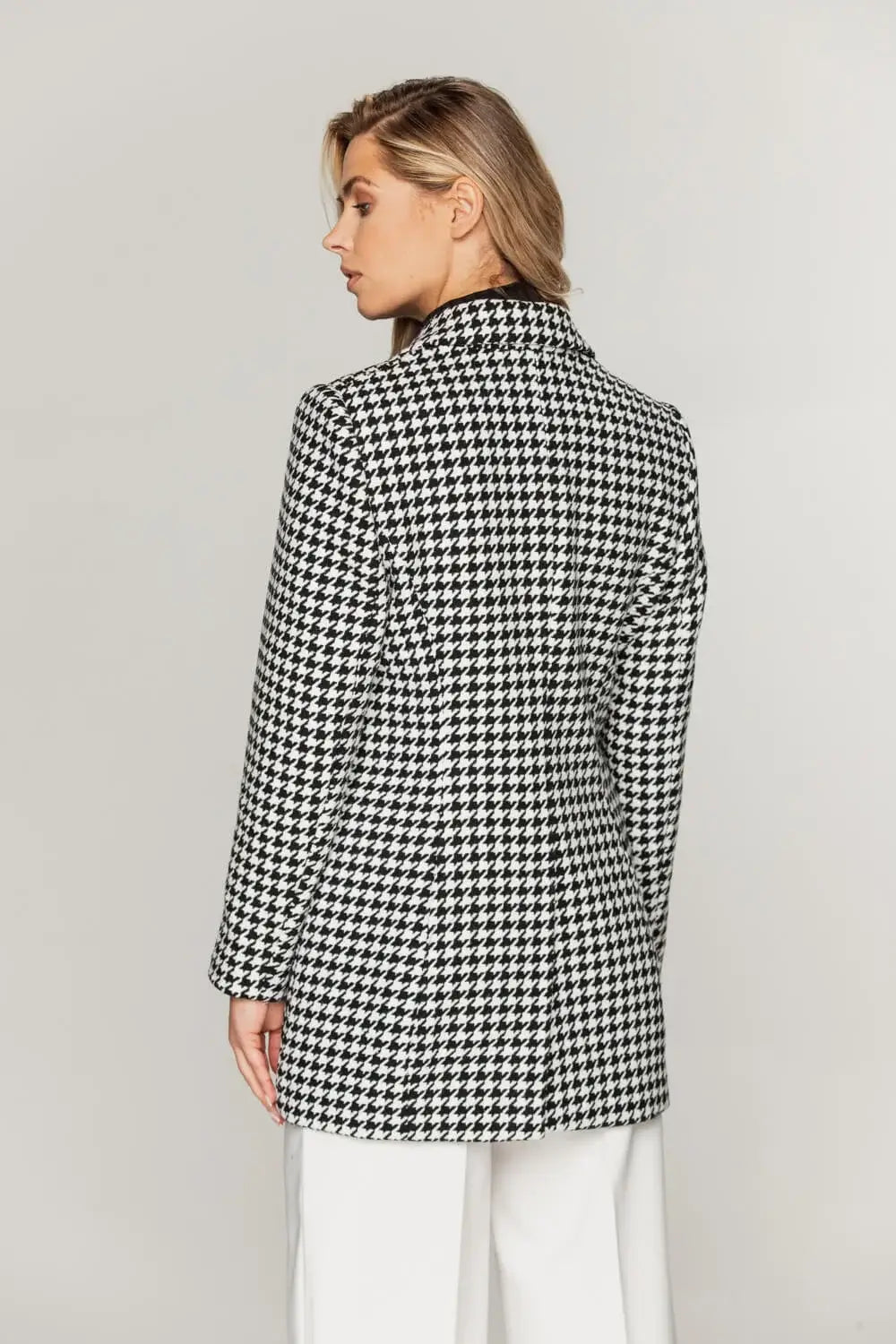 Houndstooth Double-Breasted Blazer