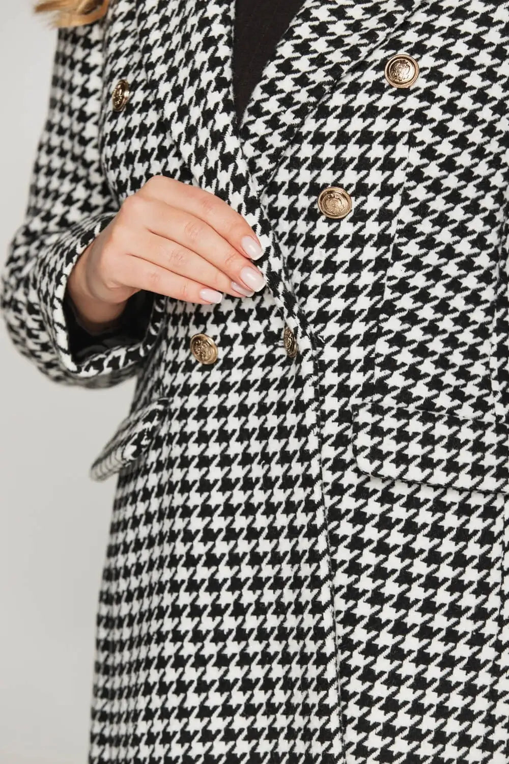 Houndstooth Double-Breasted Blazer