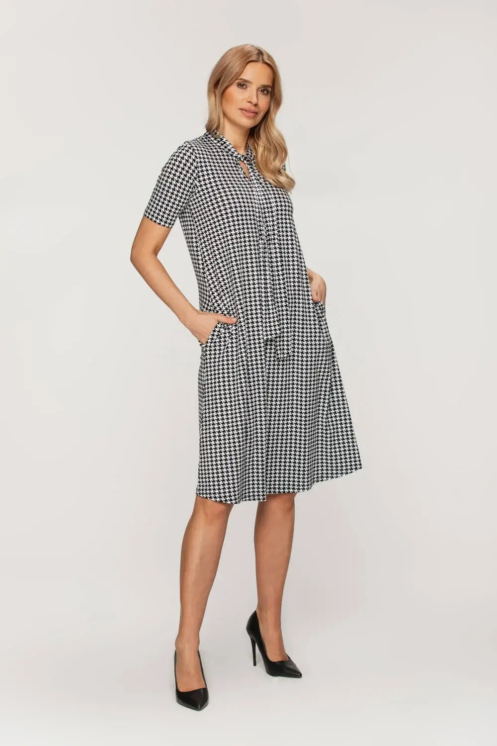 Houndstooth Knit Dress