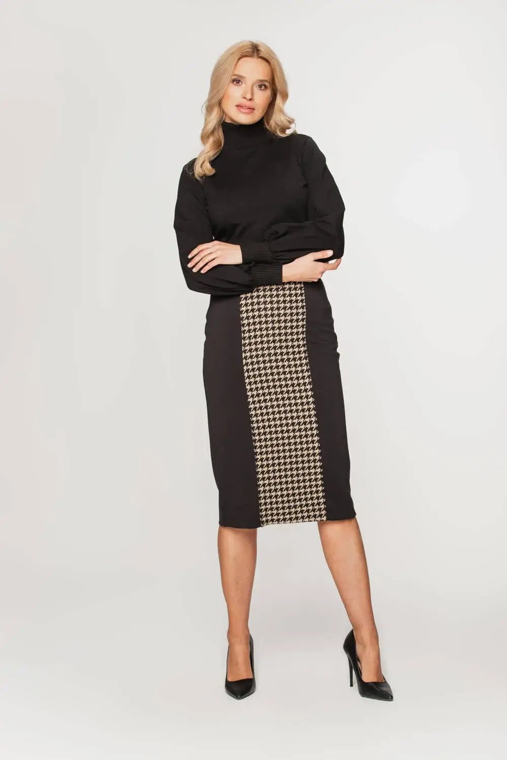 Houndstooth Pencil Skirt