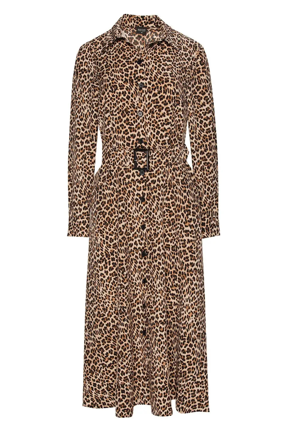 Leopard Print Button-Up Shirt Dress