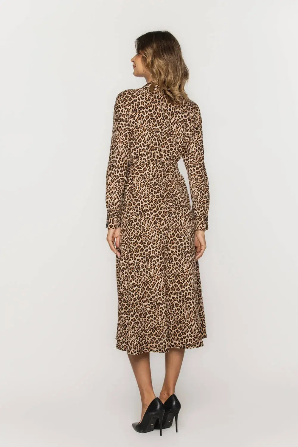 Leopard Print Button-Up Shirt Dress