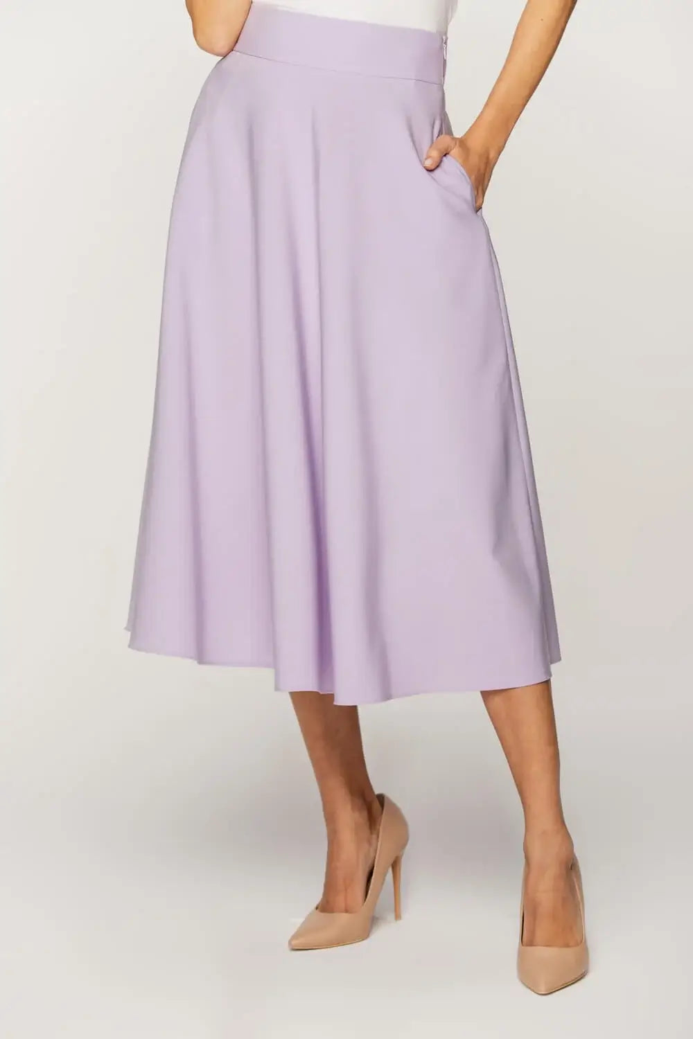 Lilac Flared Midi Skirt