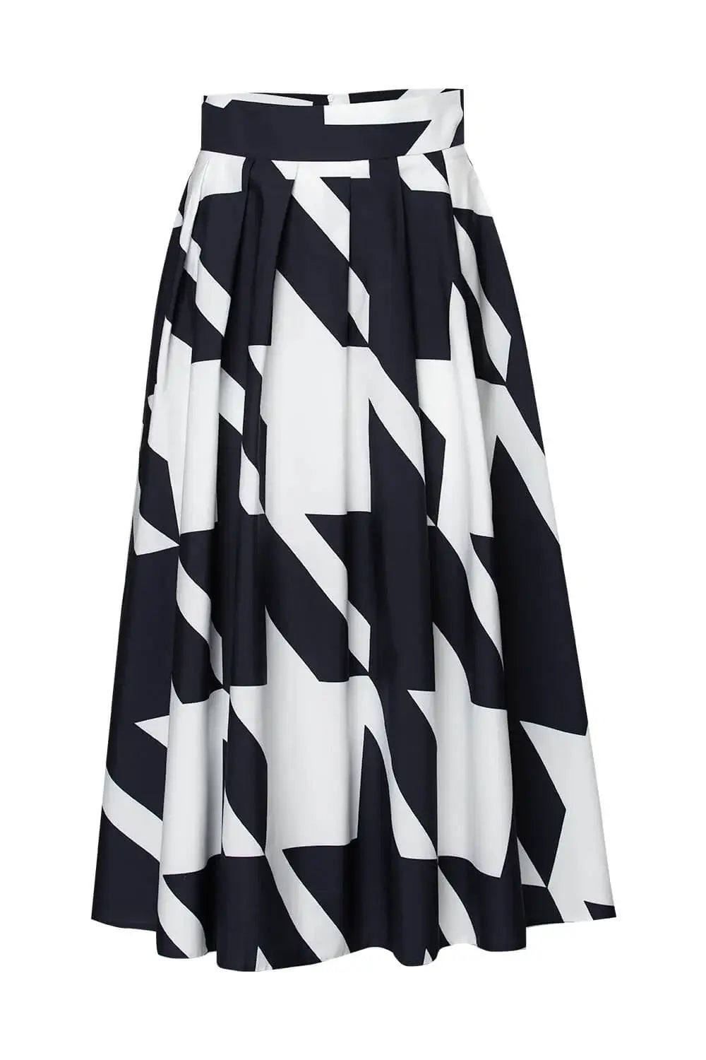 Macro Houndstooth Pleated Skirt