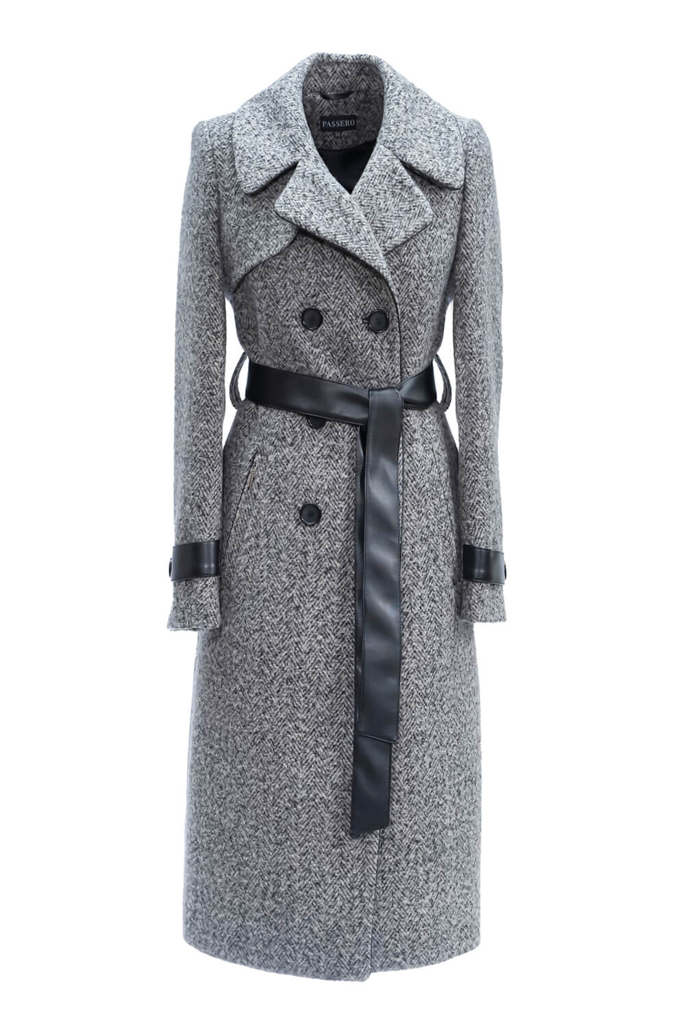 Melange Coat with Large Collar