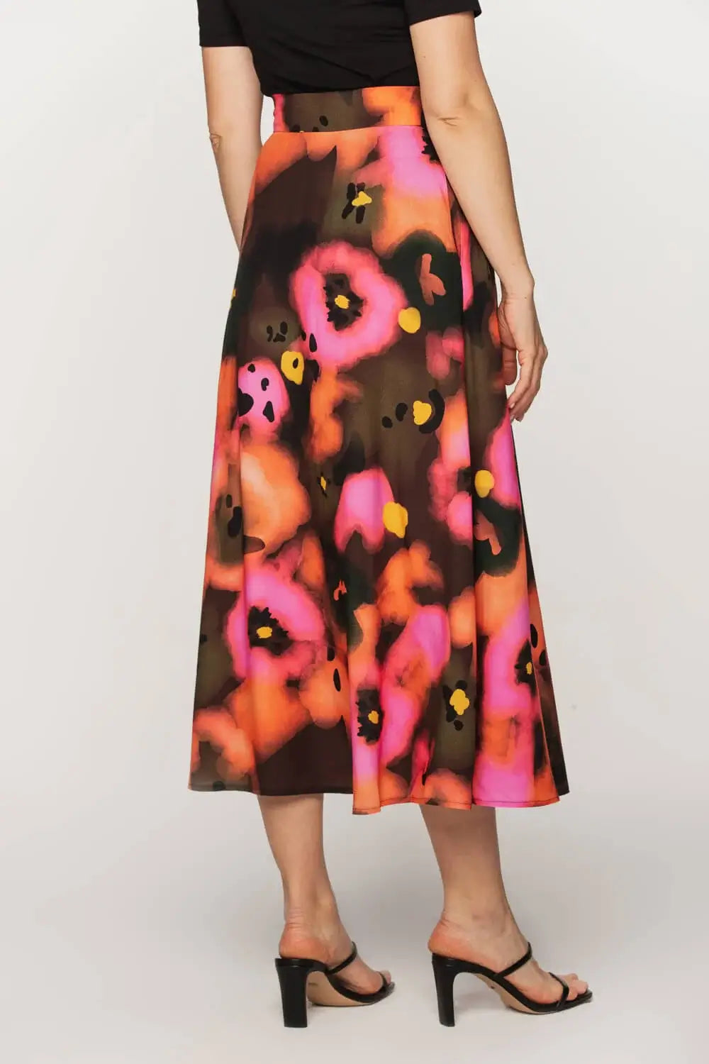 Multicolored Viscose Midi Skirt