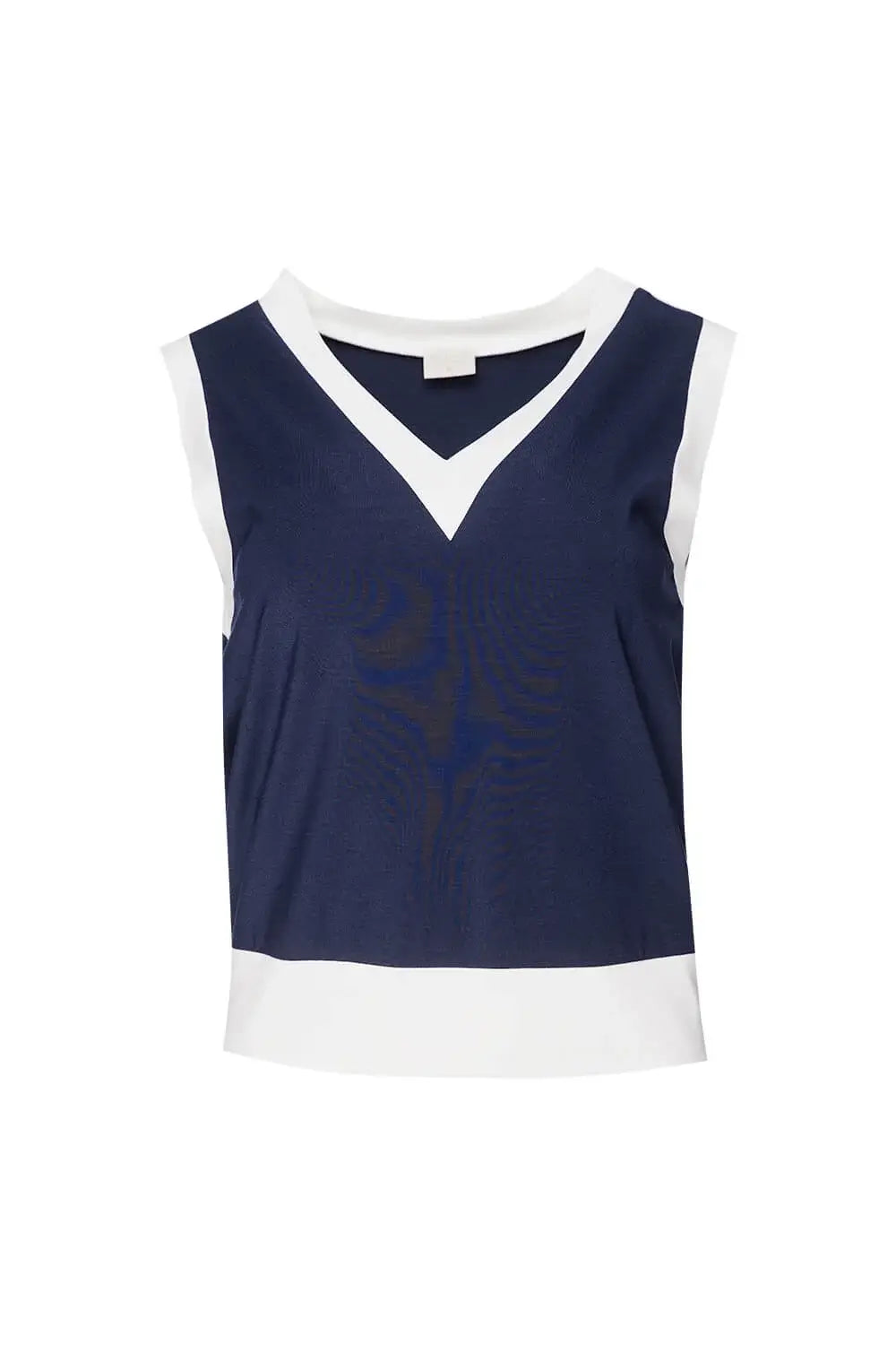 Navy Vest with Ecru Trim