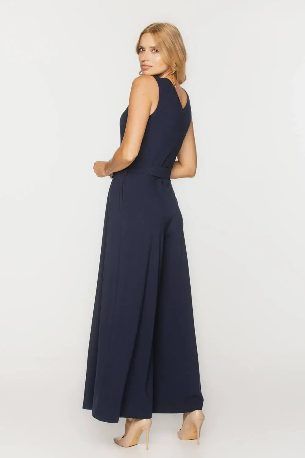 Navy Wide-Leg Jumpsuit