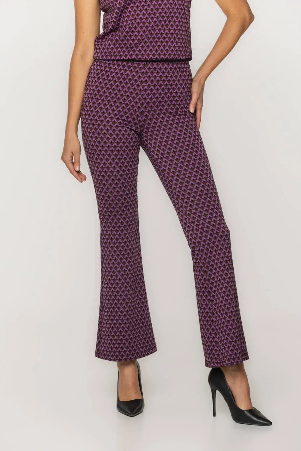 Purple Printed Flare Pant