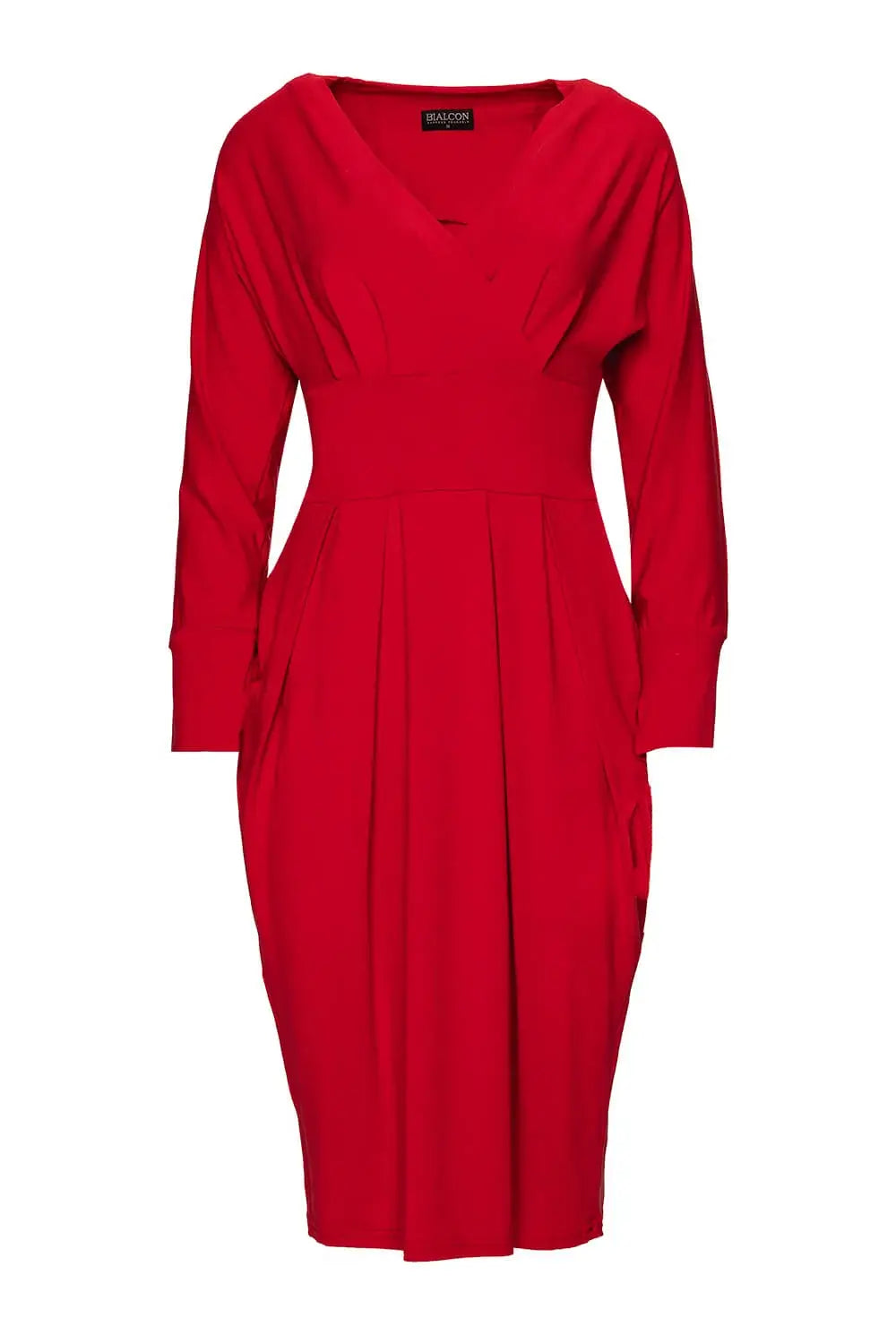 Red Tulip-Cut Wrap Dress