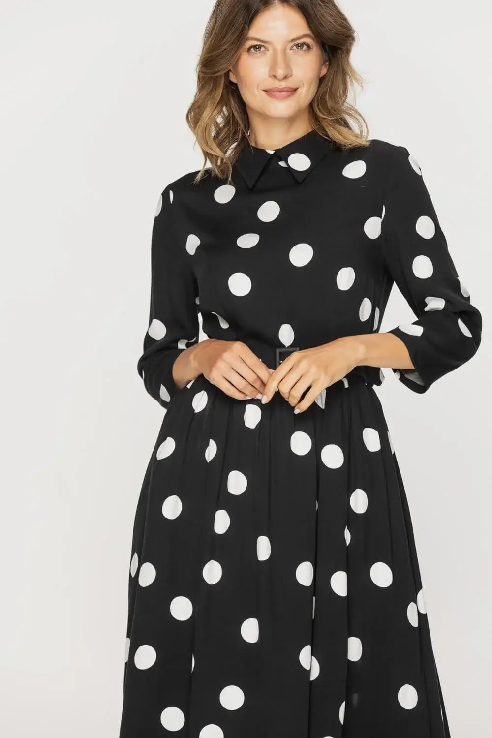 Retro Polka Dot Flared Dress