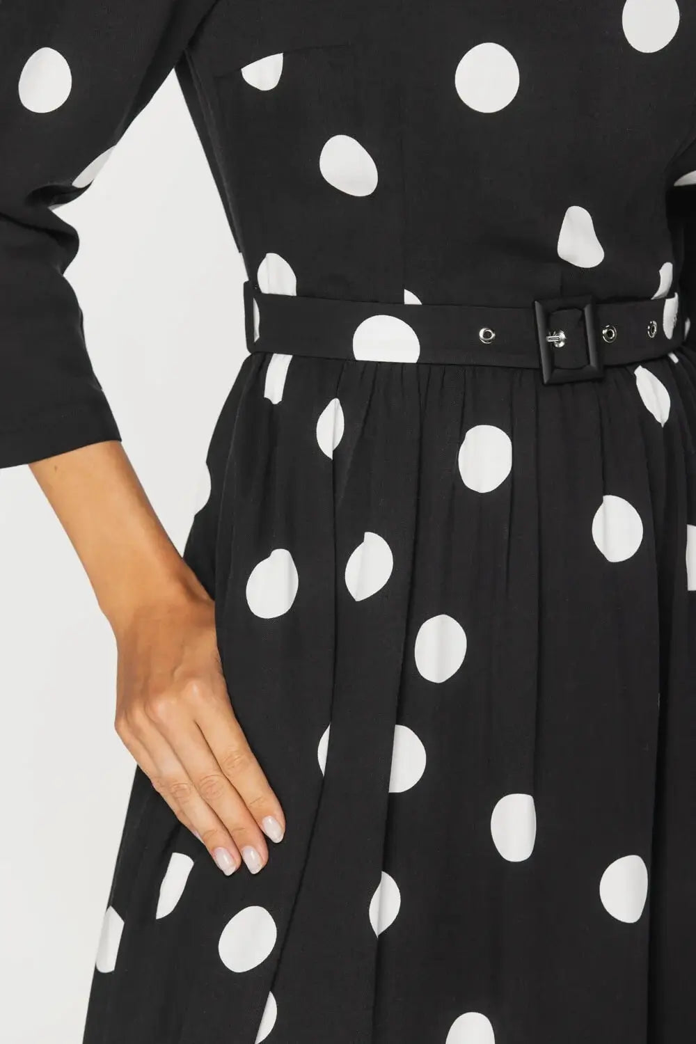 Retro Polka Dot Flared Dress