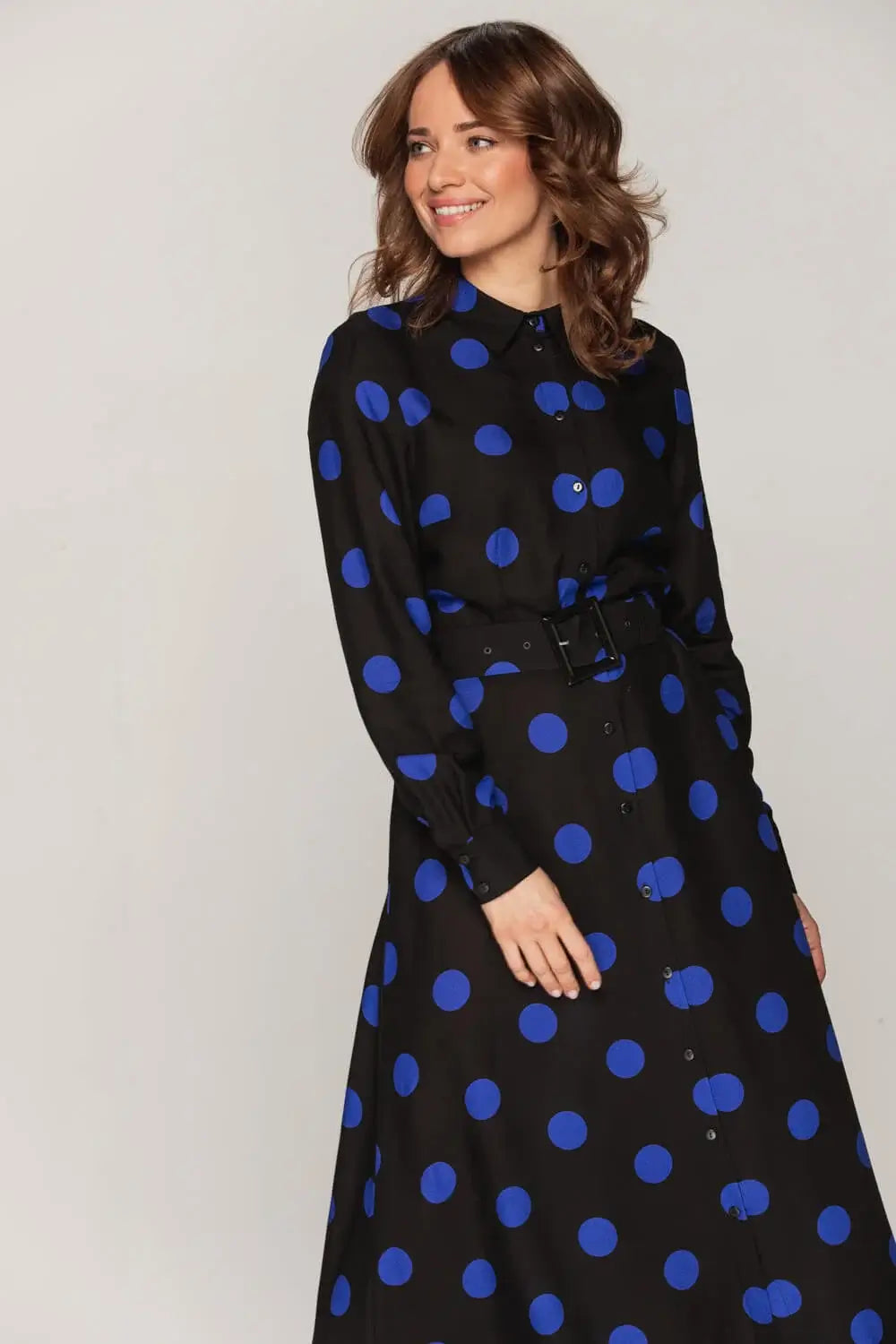 Sapphire Polka Dot Viscose Midi Dress