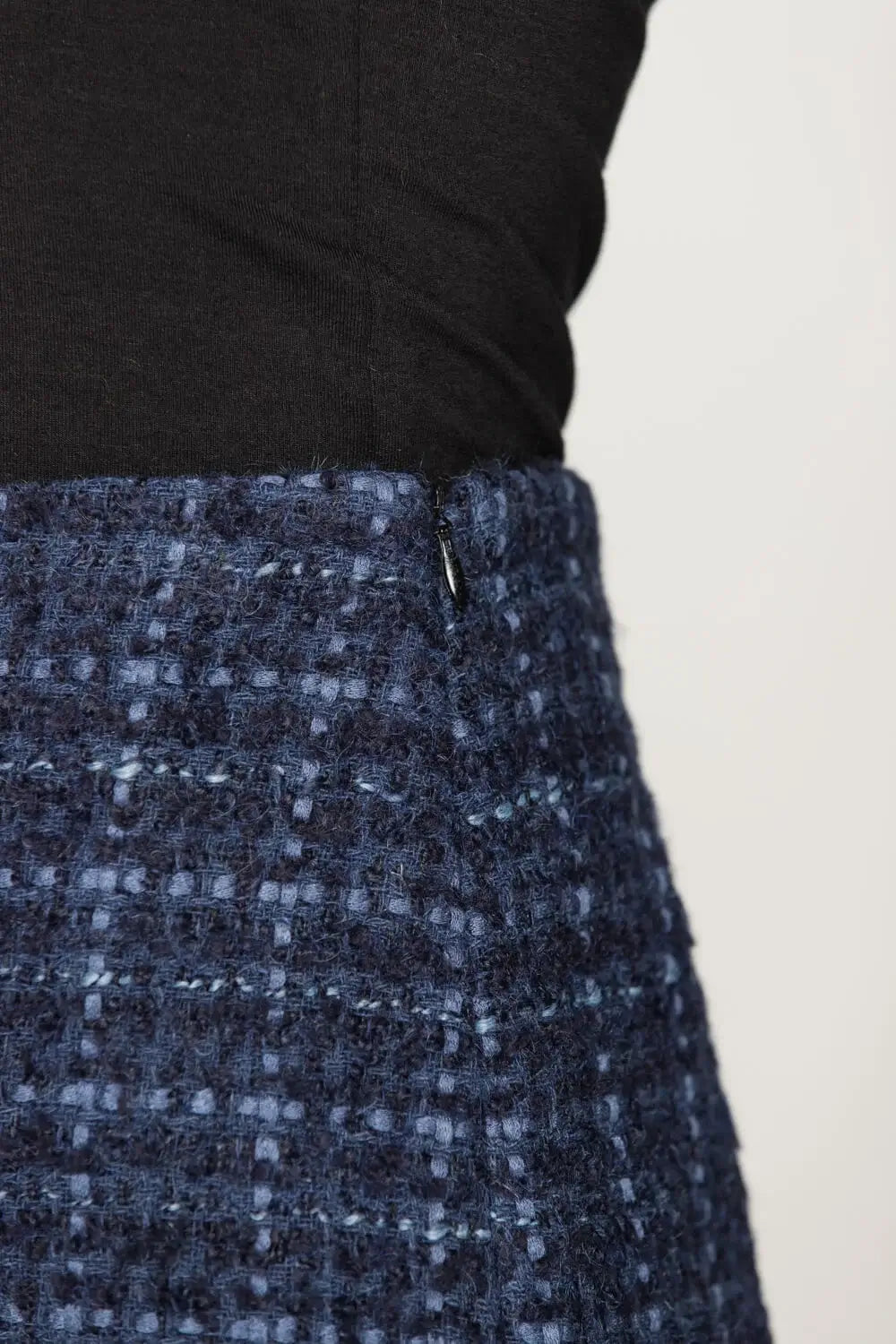 Short Navy Boucle Skirt