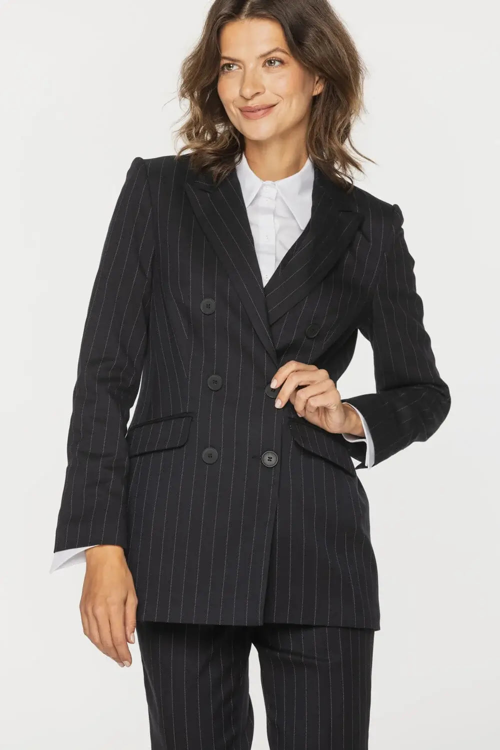 Striped Double-Breasted Blazer