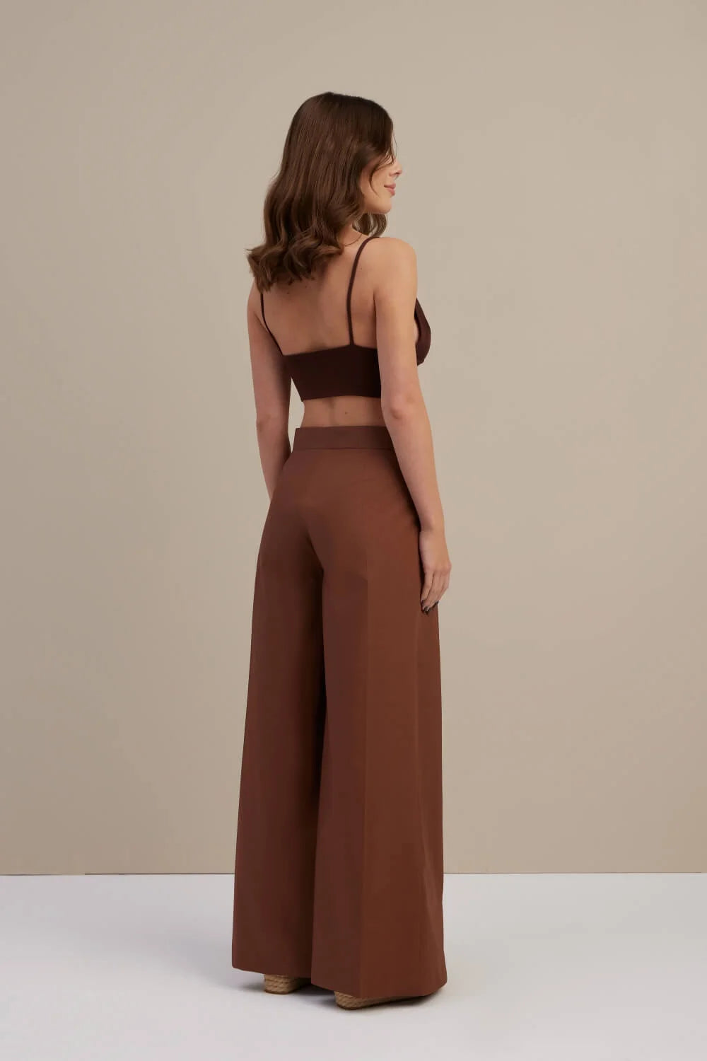 Viscose Brown Crop Top