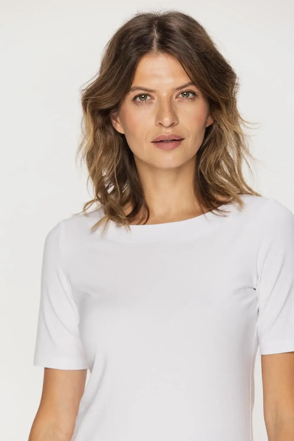 White Boat Neck Top